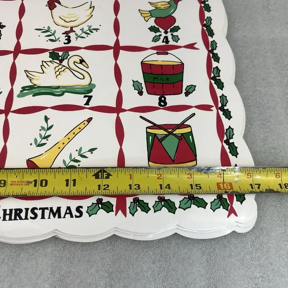 Vintage Town and Country Vinyl Placemats 12 Days Of Christmas Set of 6